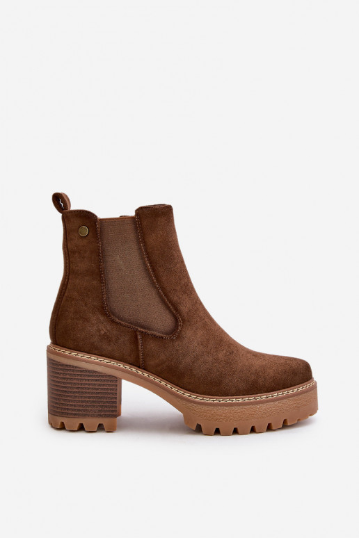 Women's Insulated Heeled Boots Eco Suede Brown Irissinae Women's Insulated Heeled Boots Eco Suede Brown Irissinae