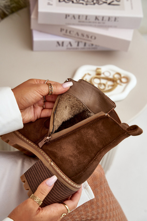 Women's Insulated Heeled Boots Eco Suede Brown Irissinae Women's Insulated Heeled Boots Eco Suede Brown Irissinae