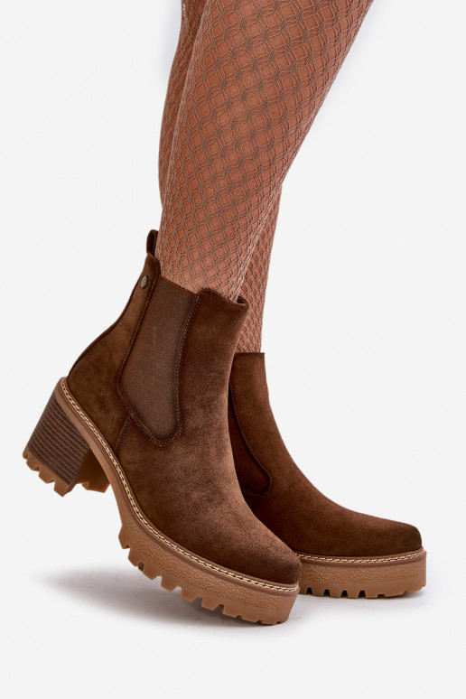 Women's Insulated Heeled Boots Eco Suede Brown Irissinae Women's Insulated Heeled Boots Eco Suede Brown Irissinae