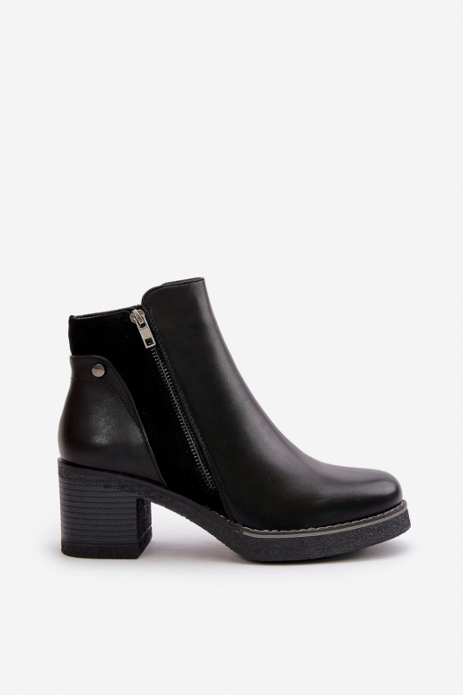 Women's Eco Leather Ankle Boots With Heel Insulated Black Revianna