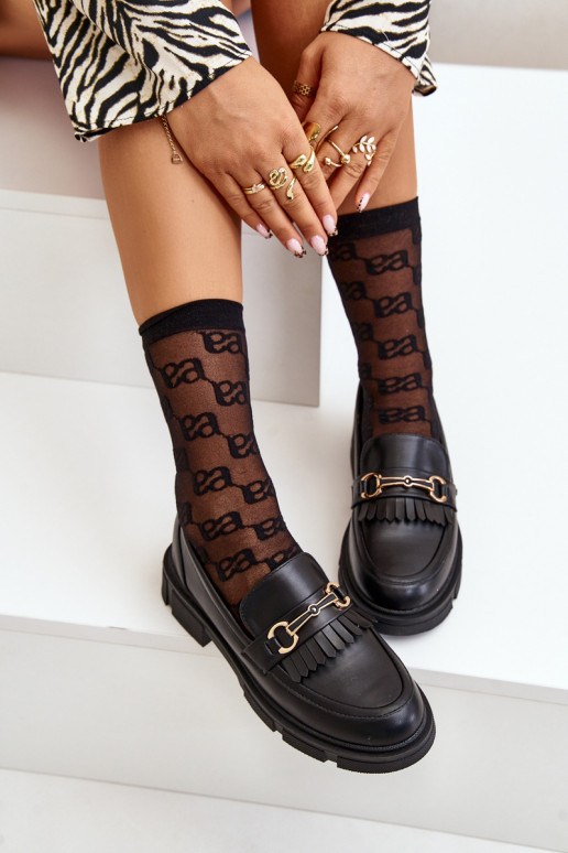 Women's Moccasins With Decoration Eco Leather Black Tialorae