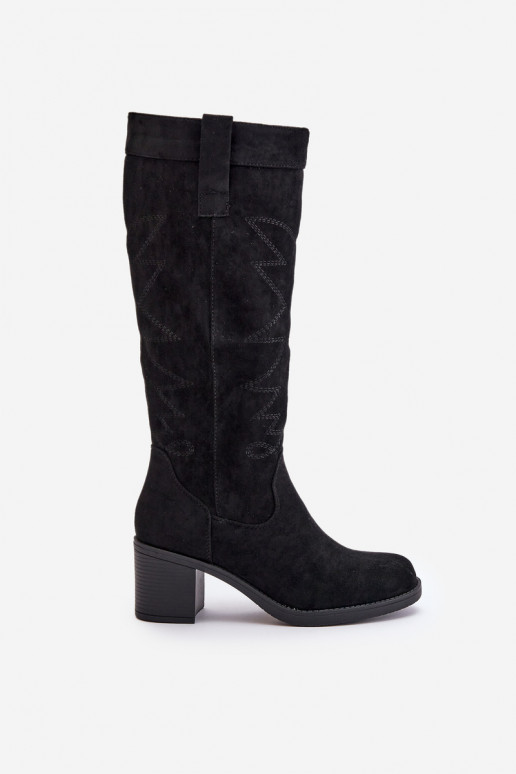 Women's Knee-High Heeled Boots Black Erisorae