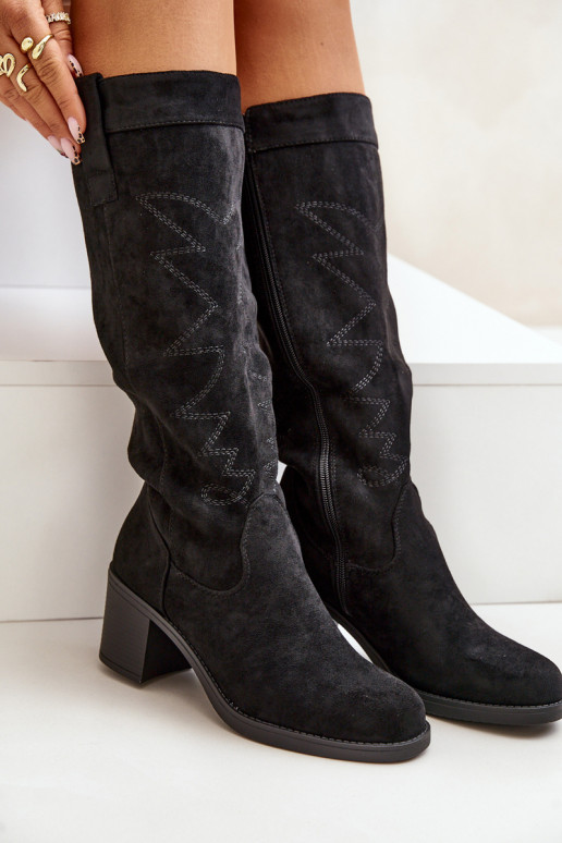 Women's Knee-High Heeled Boots Black Erisorae