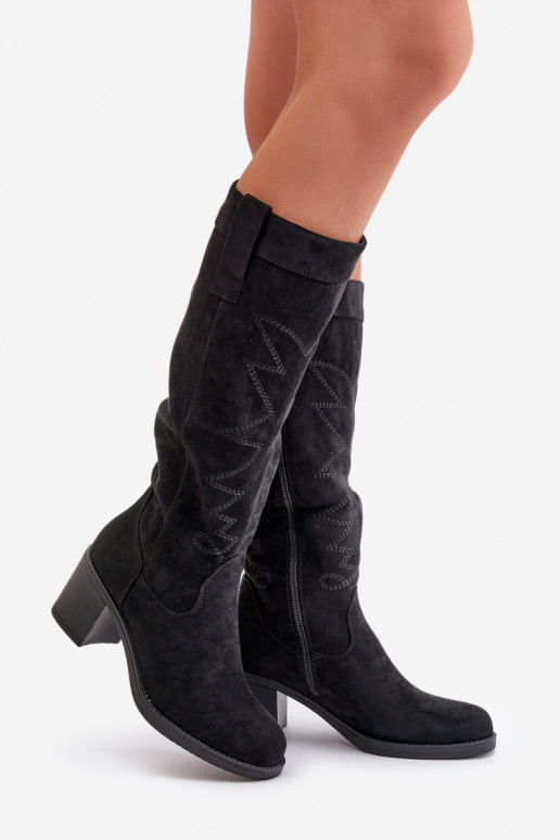 Women's Knee-High Heeled Boots Black Erisorae