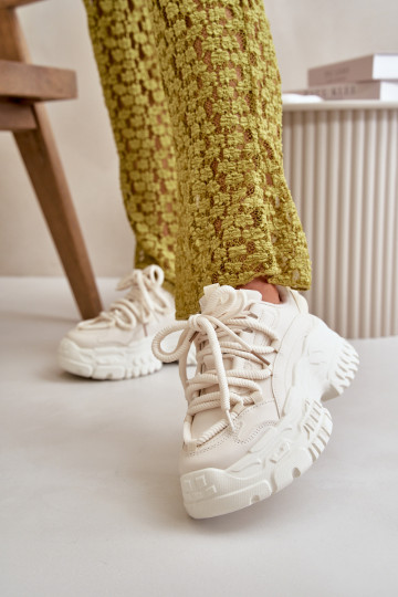 Women's sneakers on a chunky sole in light beige Nevela 2