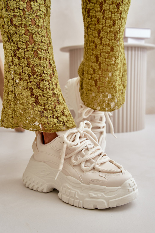 Women's sneakers on a chunky sole in light beige Nevela Women's sneakers on a chunky sole in light beige Nevela
