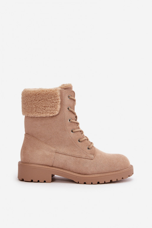 Women's Lined Worker Boots with Zip Beige Mivael Women's Lined Worker Boots with Zip Beige Mivael