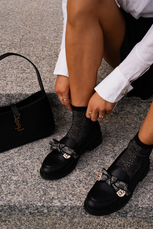 Women's Moccasins With Bow S.Barski HY42-331 Black