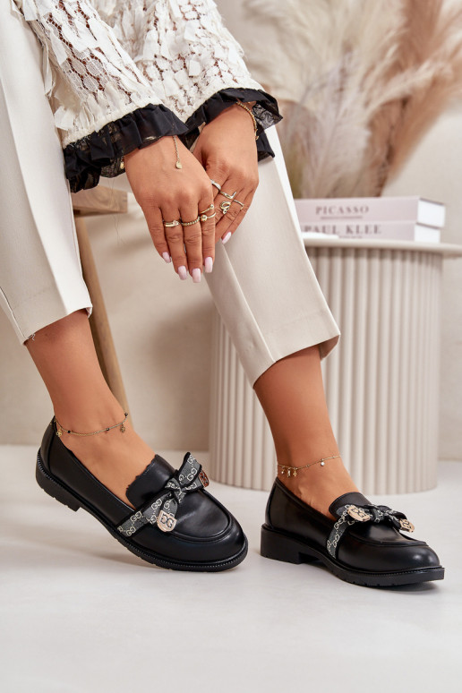 Women's Moccasins With Bow S.Barski HY42-331 Black