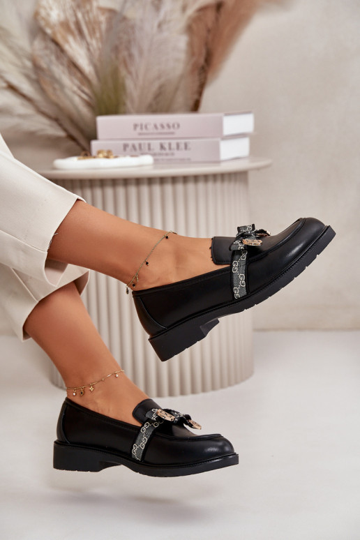 Women's Moccasins With Bow S.Barski HY42-331 Black