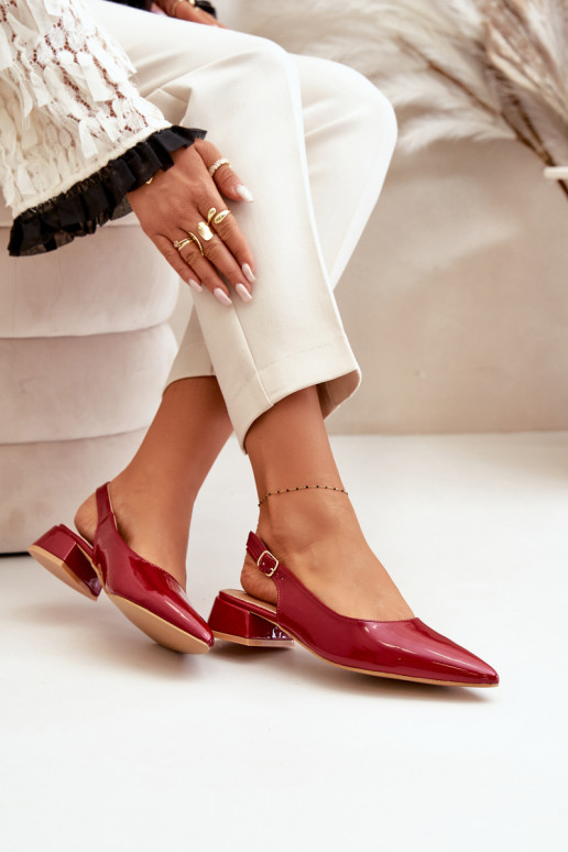 Lacquered Ballerinas On Low Heel With Pointed Toes Burgundy Anarinne