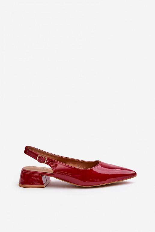 Lacquered Ballerinas On Low Heel With Pointed Toes Burgundy Anarinne