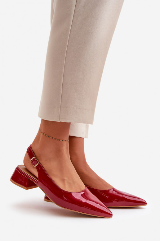 Lacquered Ballerinas On Low Heel With Pointed Toes Burgundy Anarinne