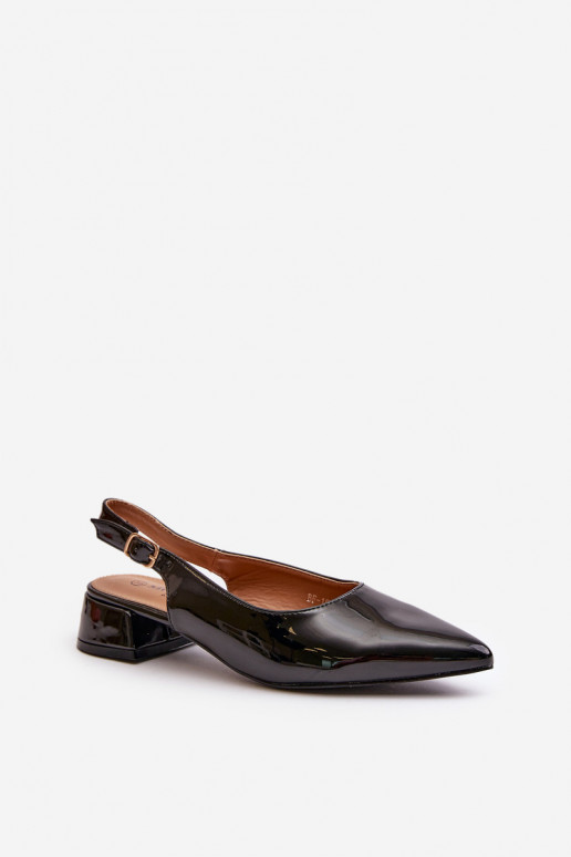 Lacquered Ballerinas On Low Heel With Pointed Toes Black Anarinne Lacquered Ballerinas On Low Heel With Pointed Toes Black Anarinne