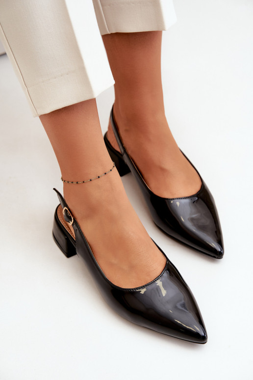 Lacquered Ballerinas On Low Heel With Pointed Toes Black Anarinne Lacquered Ballerinas On Low Heel With Pointed Toes Black Anarinne