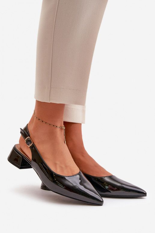 Lacquered Ballerinas On Low Heel With Pointed Toes Black Anarinne Lacquered Ballerinas On Low Heel With Pointed Toes Black Anarinne