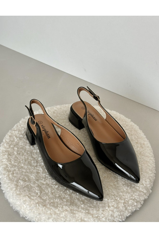 Lacquered Ballerinas On Low Heel With Pointed Toes Black Anarinne Lacquered Ballerinas On Low Heel With Pointed Toes Black Anarinne