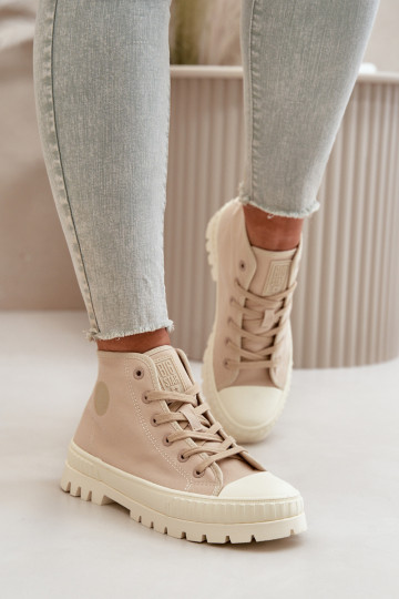 High Fabric Platform Sneakers Big Star LL274160 Beige 2