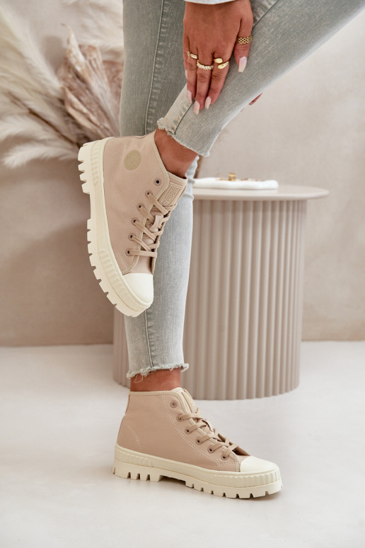 High Fabric Platform Sneakers Big Star LL274160 Beige