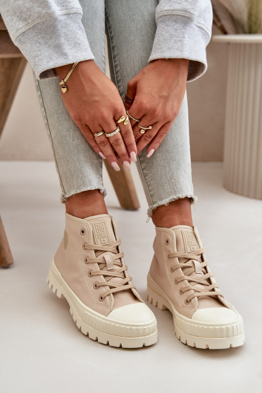 High Fabric Platform Sneakers Big Star LL274160 Beige