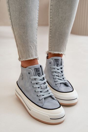 Warm Women's Platform Sneakers Eco Leather Big Star OO274069 Blue 2