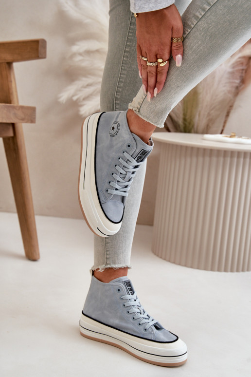 Warm Women's Platform Sneakers Eco Leather Big Star OO274069 Blue Warm Women's Platform Sneakers Eco Leather Big Star OO274069 Blue