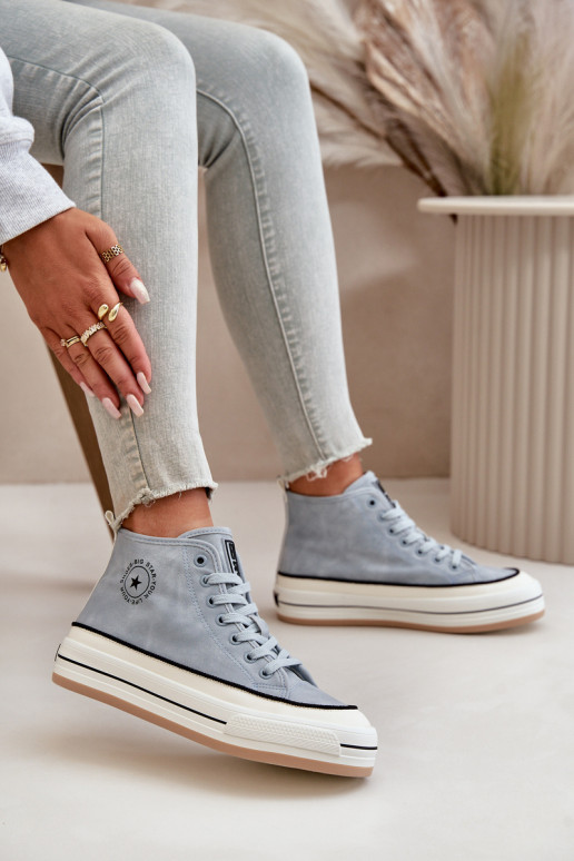 Warm Women's Platform Sneakers Eco Leather Big Star OO274069 Blue Warm Women's Platform Sneakers Eco Leather Big Star OO274069 Blue