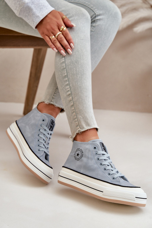 Warm Women's Platform Sneakers Eco Leather Big Star OO274069 Blue Warm Women's Platform Sneakers Eco Leather Big Star OO274069 Blue