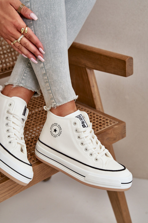 Warm Women's Sneakers On Platform Eco Leather Big Star OO274061 White Warm Women's Sneakers On Platform Eco Leather Big Star OO274061 White
