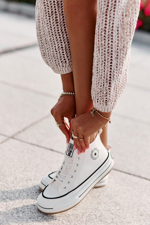 Warm Women's Sneakers On Platform Eco Leather Big Star OO274061 White Warm Women's Sneakers On Platform Eco Leather Big Star OO274061 White