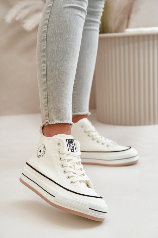 Warm Women's Sneakers On Platform Eco Leather Big Star OO274061 White Warm Women's Sneakers On Platform Eco Leather Big Star OO274061 White