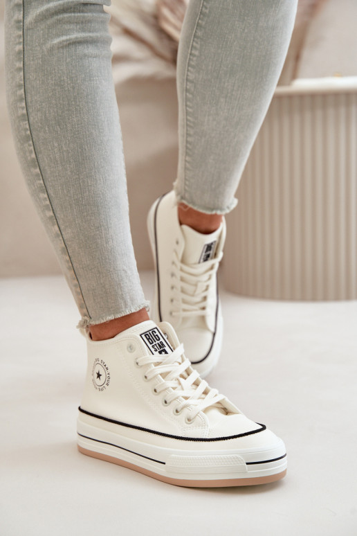 Warm Women's Sneakers On Platform Eco Leather Big Star OO274061 White Warm Women's Sneakers On Platform Eco Leather Big Star OO274061 White