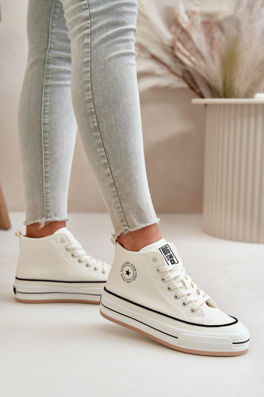 Warm Women's Sneakers On Platform Eco Leather Big Star OO274061 White Warm Women's Sneakers On Platform Eco Leather Big Star OO274061 White