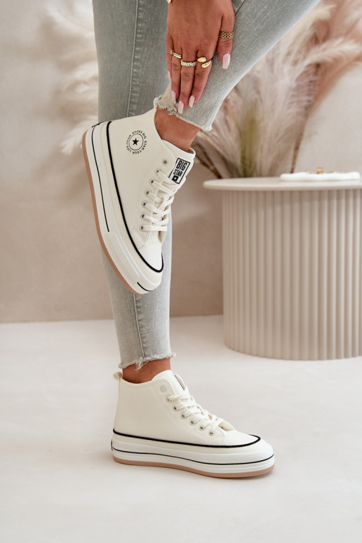 Warm Women's Sneakers On Platform Eco Leather Big Star OO274061 White Warm Women's Sneakers On Platform Eco Leather Big Star OO274061 White