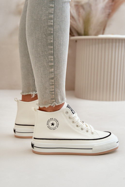 Warm Women's Sneakers On Platform Eco Leather Big Star OO274061 White Warm Women's Sneakers On Platform Eco Leather Big Star OO274061 White