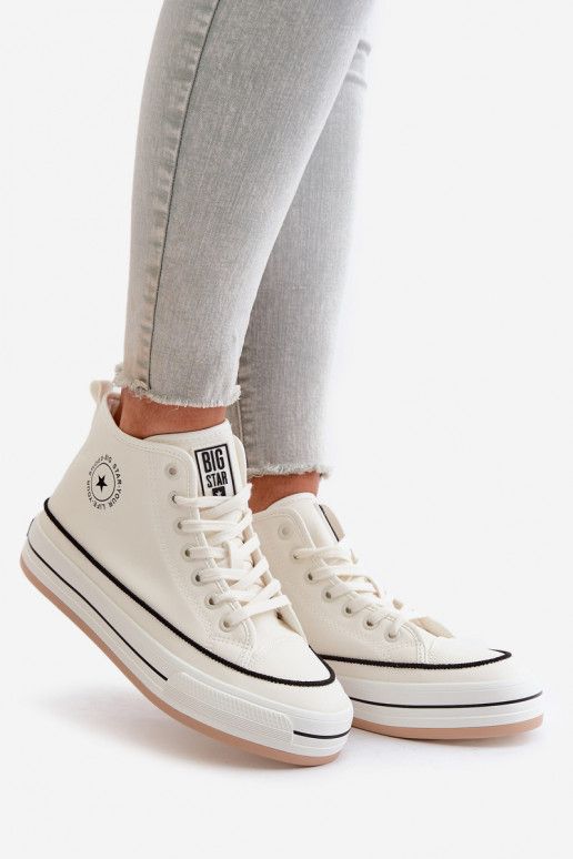 Warm Women's Sneakers On Platform Eco Leather Big Star OO274061 White Warm Women's Sneakers On Platform Eco Leather Big Star OO274061 White