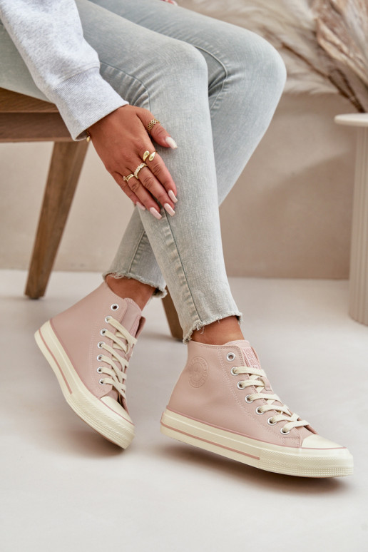 Women's Insulated Sneakers Made Of Eco Leather Pink Big Star OO274933