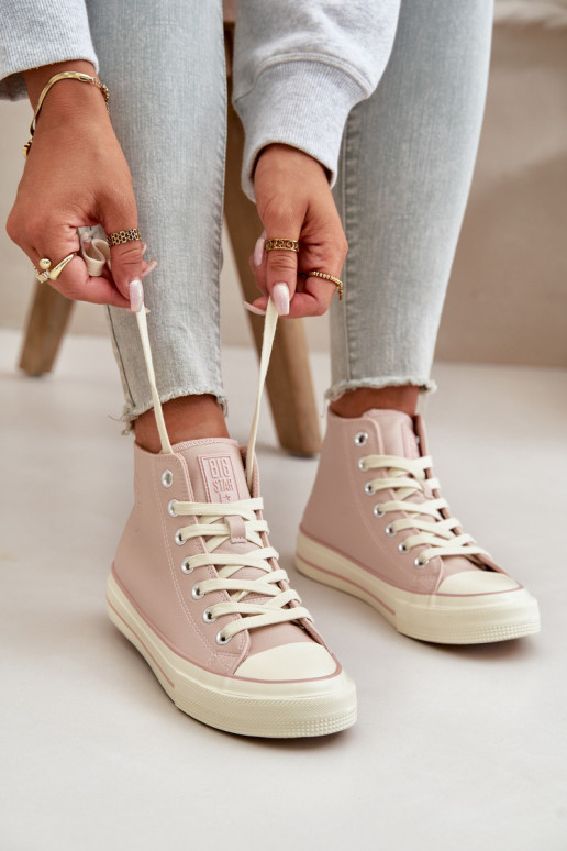 Women's Insulated Sneakers Made Of Eco Leather Pink Big Star OO274933