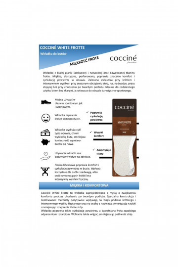 Insoles Coccine INhite Frotte cotton terry fabric on latex foam 34-41 2