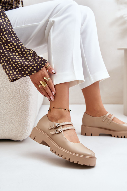 Women's Brogues With Straps Beige Rialuna Women's Brogues With Straps Beige Rialuna