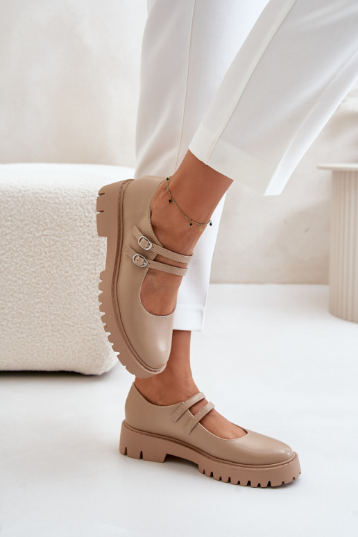 Women's Brogues With Straps Beige Rialuna Women's Brogues With Straps Beige Rialuna
