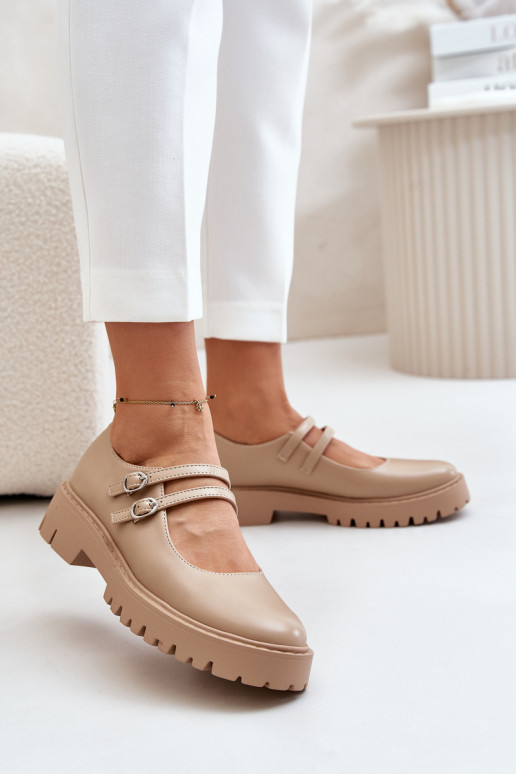 Women's Brogues With Straps Beige Rialuna Women's Brogues With Straps Beige Rialuna