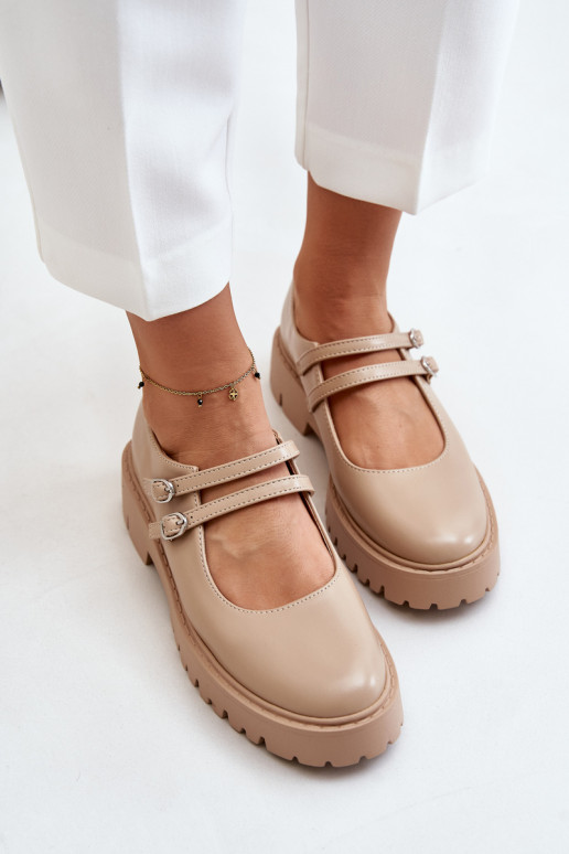 Women's Brogues With Straps Beige Rialuna Women's Brogues With Straps Beige Rialuna