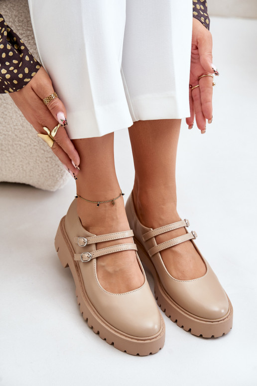 Women's Brogues With Straps Beige Rialuna Women's Brogues With Straps Beige Rialuna