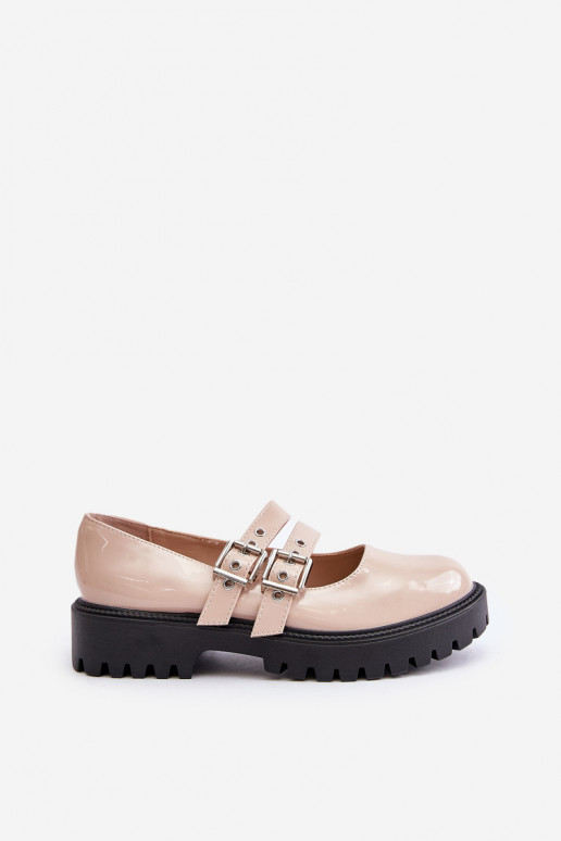Women's Patent Shoes With Straps Beige Terione Women's Patent Shoes With Straps Beige Terione