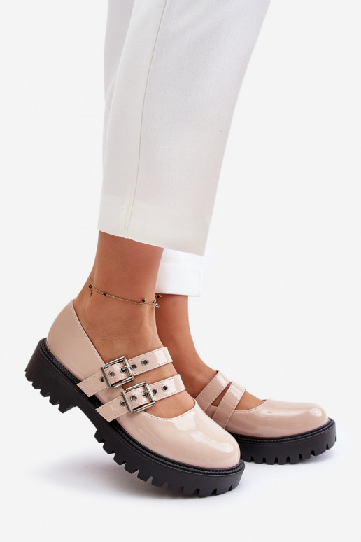 Women's Patent Shoes With Straps Beige Terione Women's Patent Shoes With Straps Beige Terione