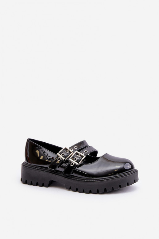 Ladies Lacquered Shoes With Straps Black Terione Ladies Lacquered Shoes With Straps Black Terione