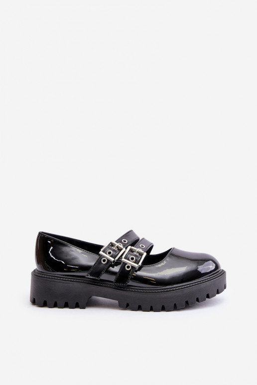 Ladies Lacquered Shoes With Straps Black Terione Ladies Lacquered Shoes With Straps Black Terione