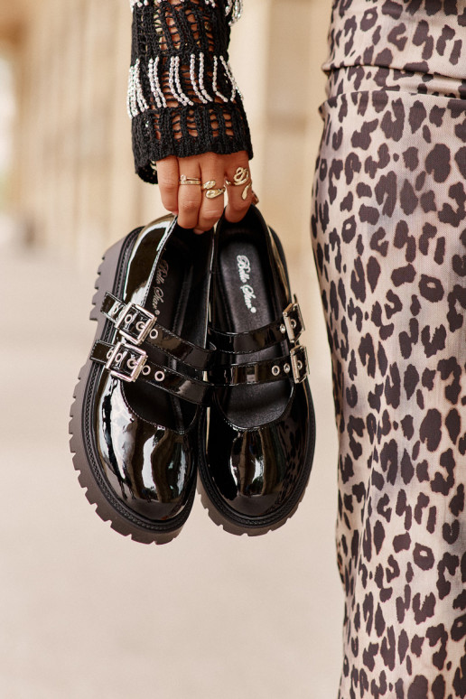 Ladies Lacquered Shoes With Straps Black Terione Ladies Lacquered Shoes With Straps Black Terione