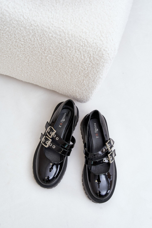 Ladies Lacquered Shoes With Straps Black Terione Ladies Lacquered Shoes With Straps Black Terione